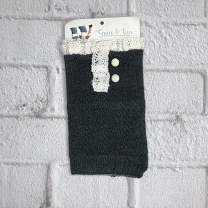 Dark Grey "Dainty Cuff" Boot Cuffs by Grace & Lace - Knit